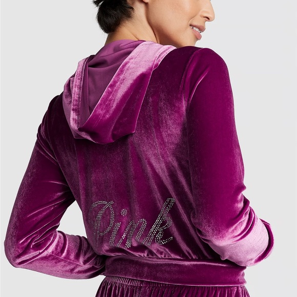 Victoria’s Secret PINK velour shine matching lounge set. Top XXL. Bottom… - Picture 2 of 16